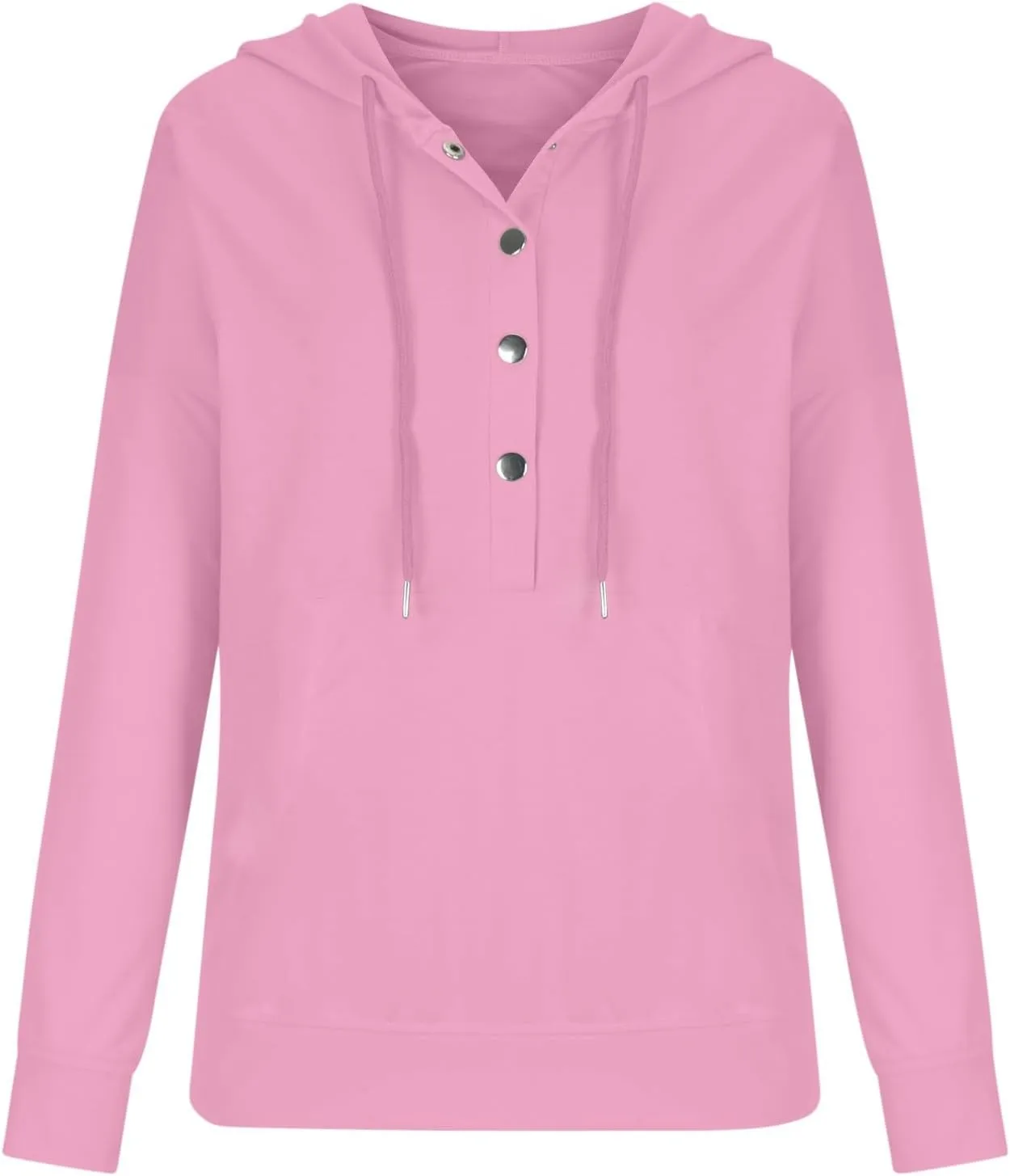 Fall Hoodies For Women Trendy 2024 Causal Long Sleeve Button Down Hooded Sweatshirt Solid Basic Pullover Tops