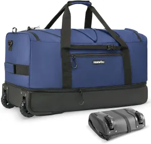 Fanwoli 32'' Rolling Duffel Bag with 2 Wheels - No-Sag Design for Heavy Loads, Expandable 100L-120L Carry on Luggage with Lock, Waterproof Foldable Lightweight for Travel, Camping,Moving