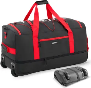 Fanwoli 32'' Rolling Duffel Bag with 2 Wheels - No-Sag Design for Heavy Loads, Expandable 100L-120L Carry on Luggage with Lock, Waterproof Foldable Lightweight for Travel, Camping,Moving