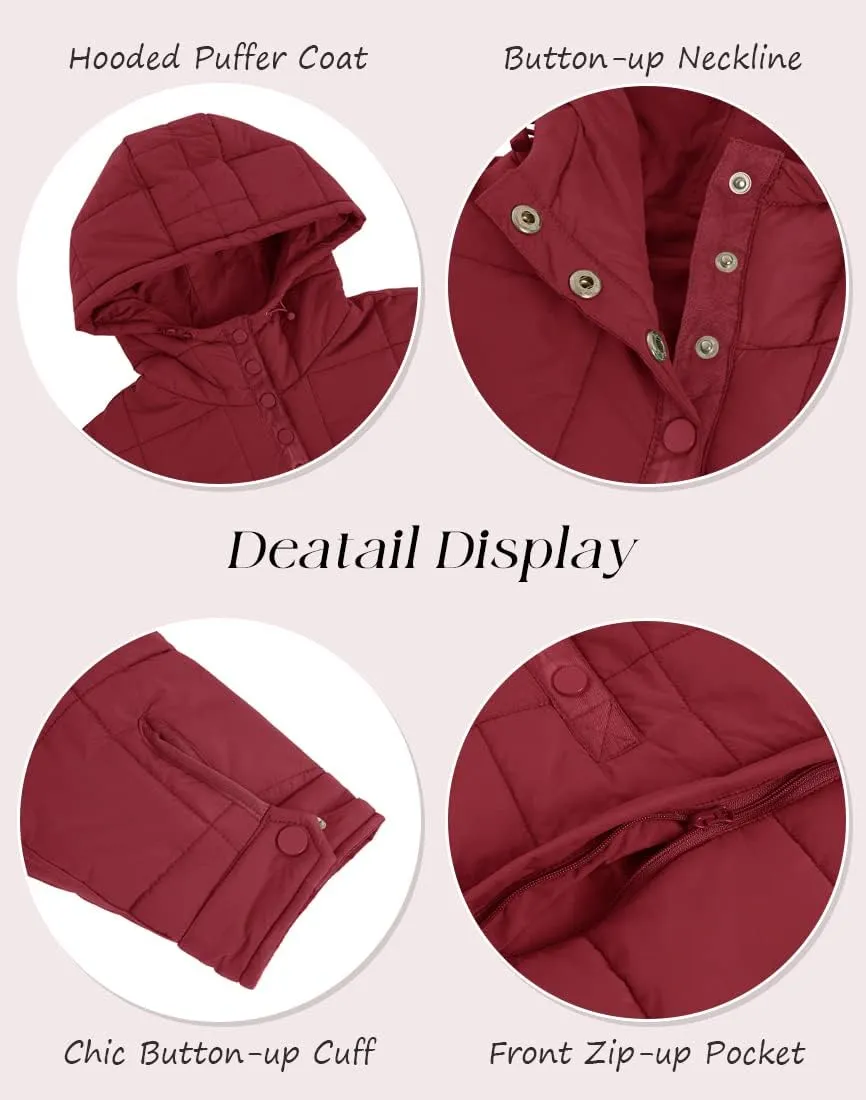 Fazortev Womens Oversized Puffer Jacket Quilted Dolman Hoodies Pullover Long Sleeve Lightweight Warm Tops Coat