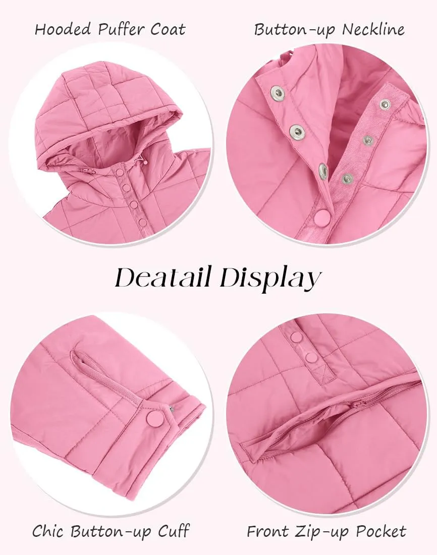 Fazortev Womens Oversized Puffer Jacket Quilted Dolman Hoodies Pullover Long Sleeve Lightweight Warm Tops Coat
