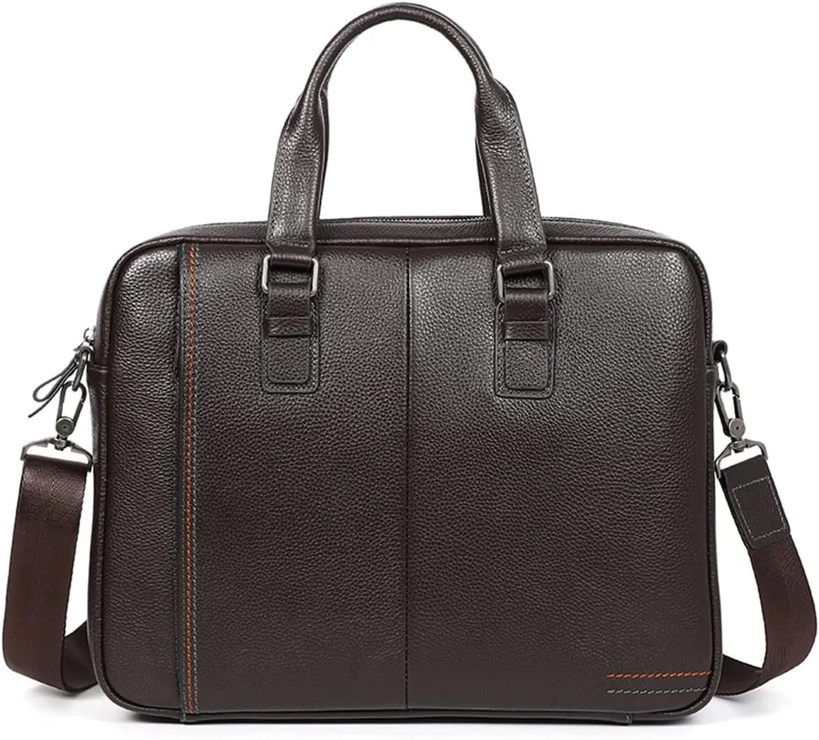 First Layer Cowhide Handbag Men's Casual Leather Briefcase Men's Computer Bag Messenger Bag Large Capacity (Color : Blue, Size : 8X28X38cm)