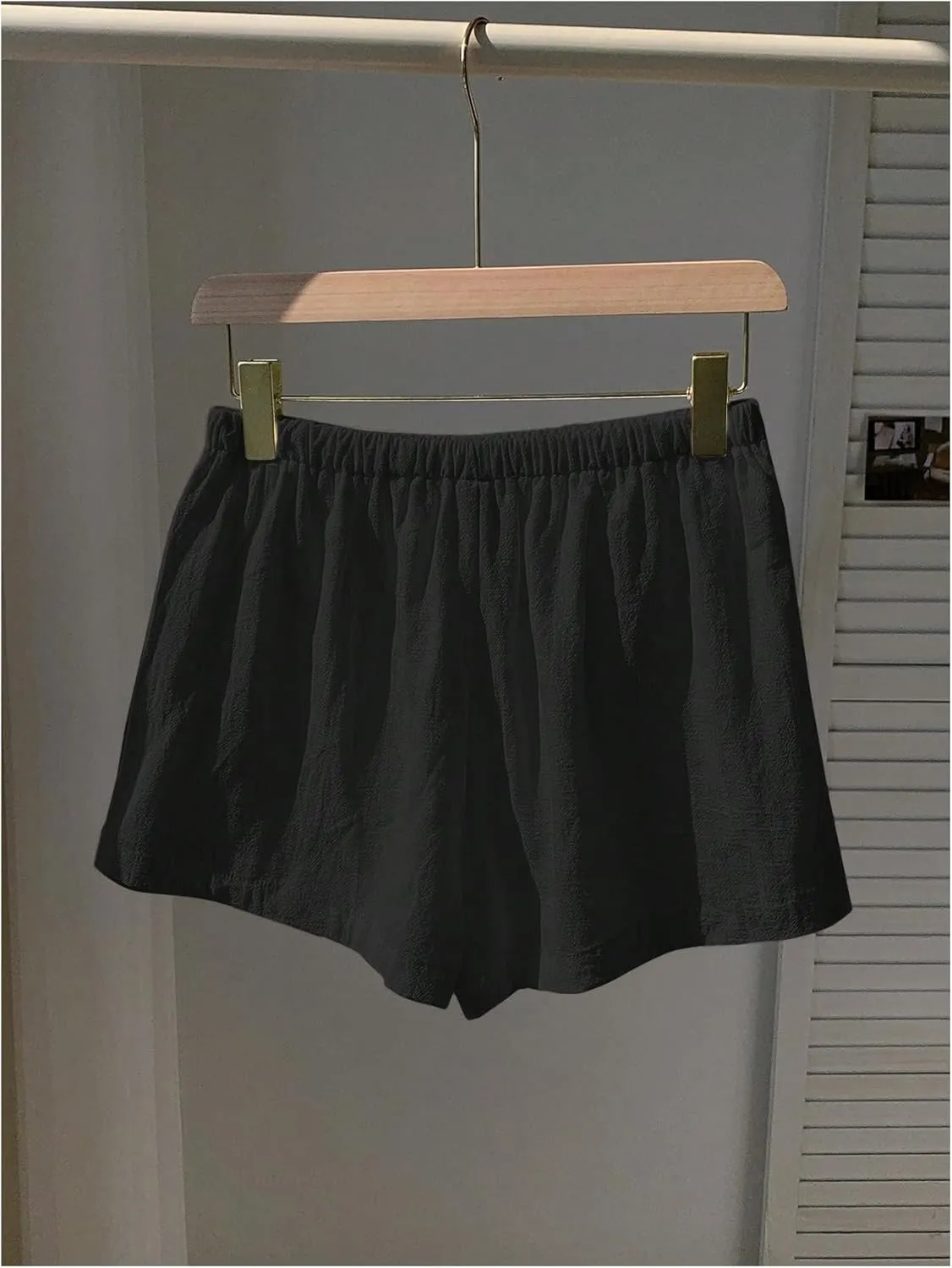 Floerns Women's Elastic Waist Double Layered Linen Shorts Knot Front Casual Loose Shorts