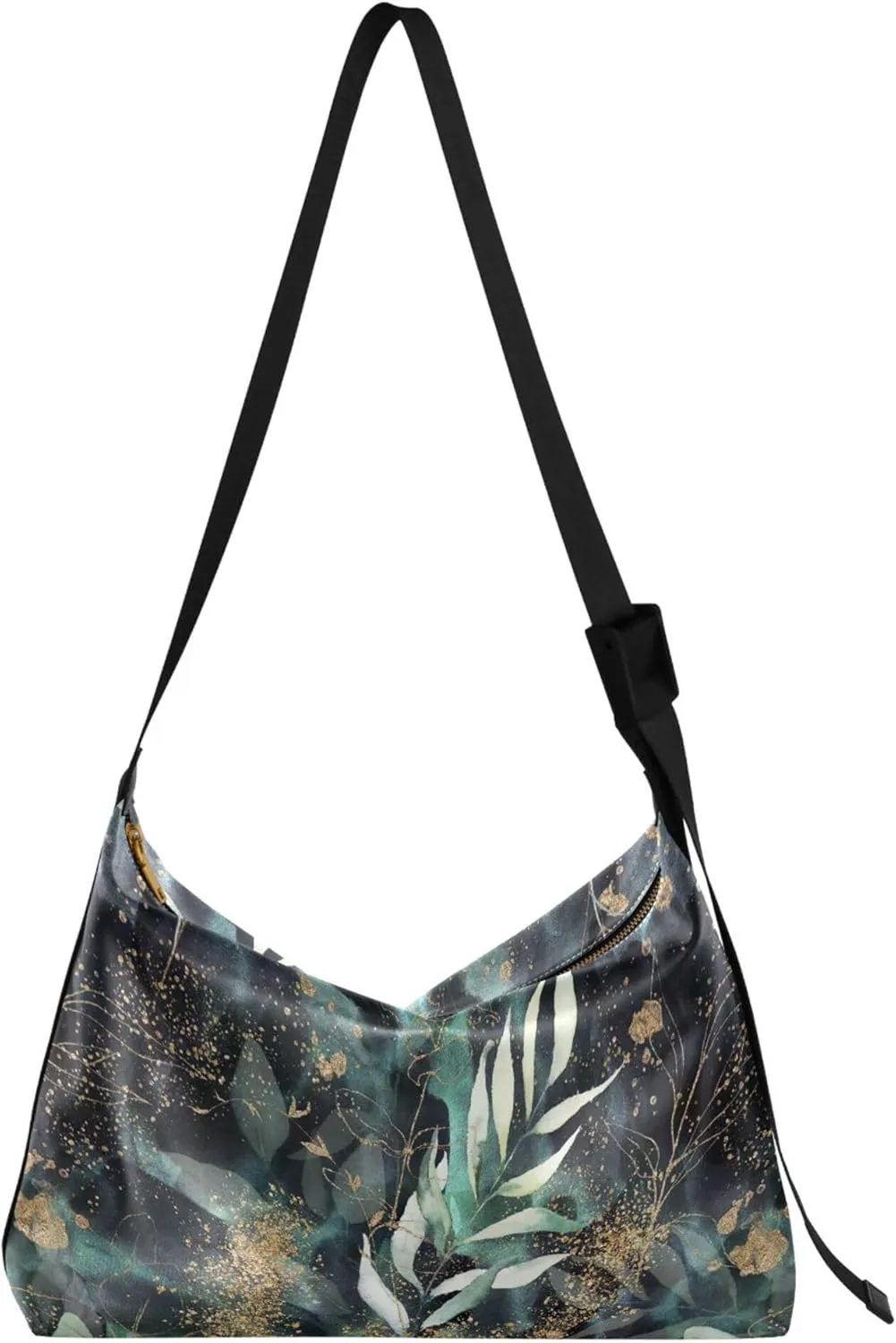 Floral Branch Watercolor Ladies Leather Purses Hobo Large Men Purses Premium Leaf Print Women Shoulder Bag