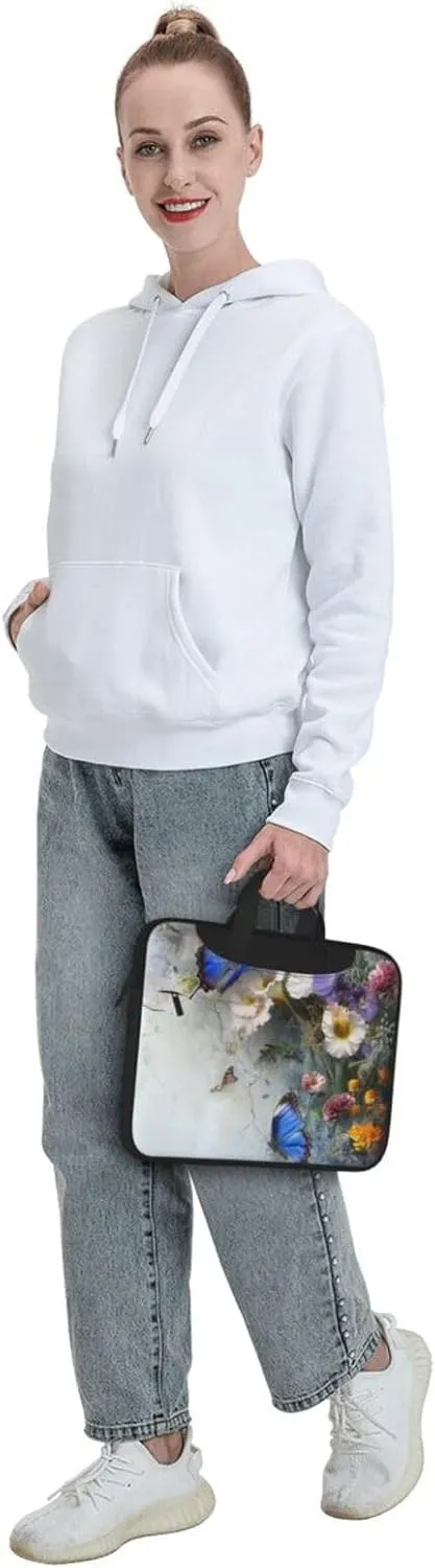 Floral Butterfly Printed Laptop Tote Bag Travel Business Computer Bag Work Bag for Men Women