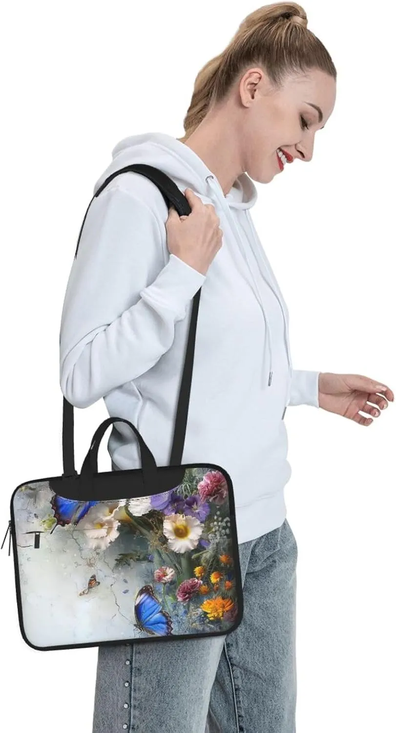 Floral Butterfly Printed Laptop Tote Bag Travel Business Computer Bag Work Bag for Men Women