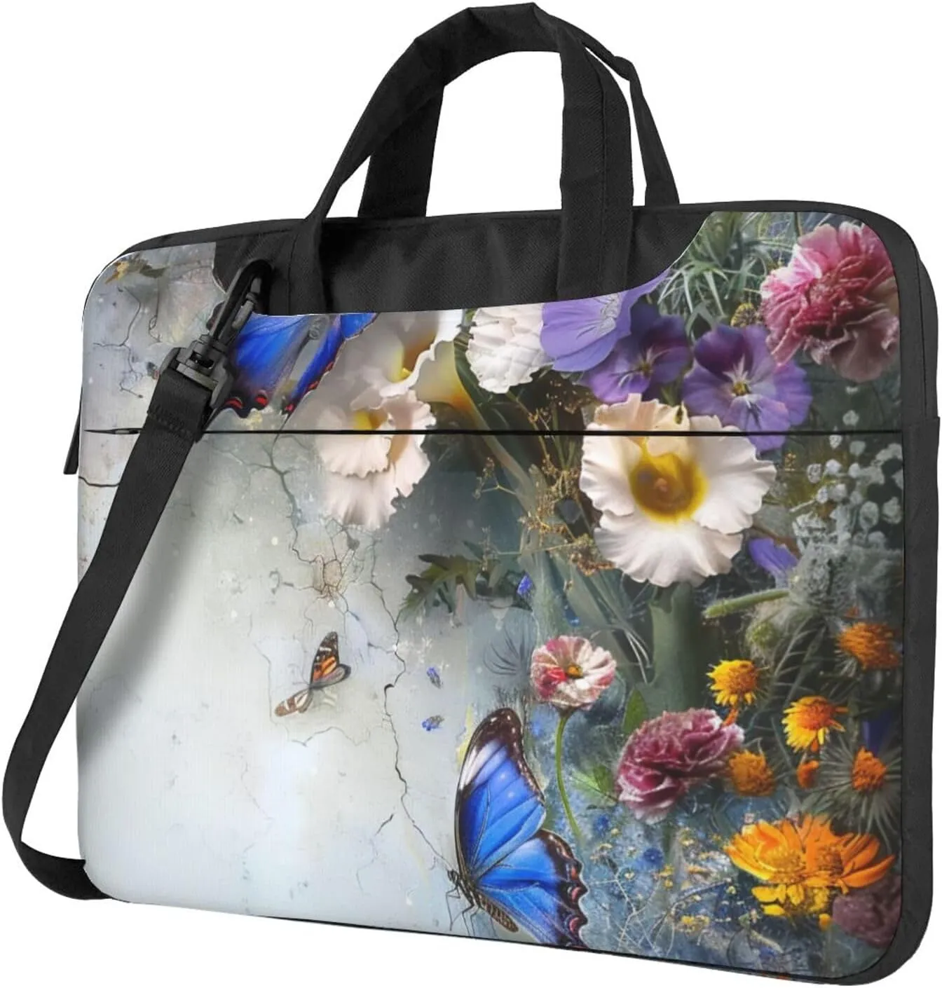 Floral Butterfly Printed Laptop Tote Bag Travel Business Computer Bag Work Bag for Men Women