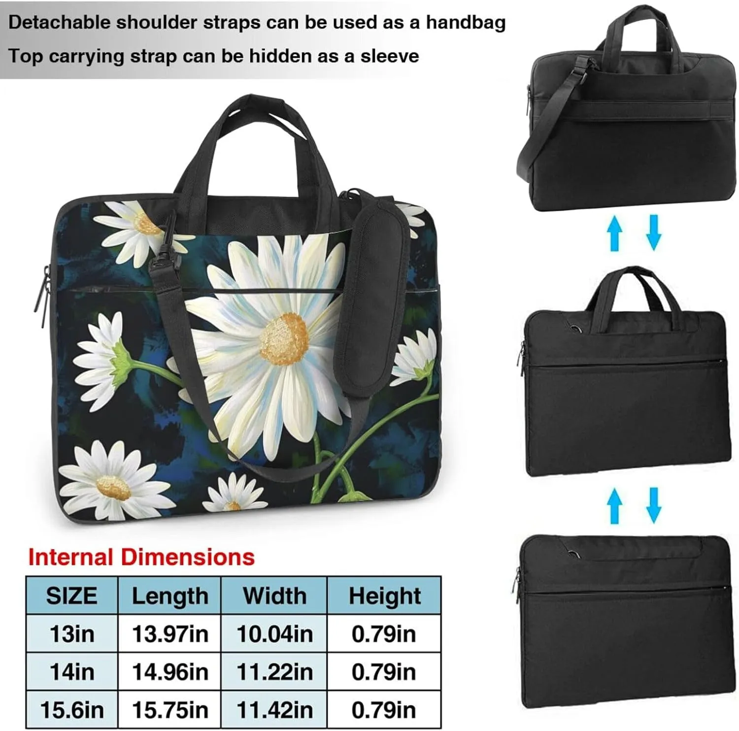 Floral Print Laptop Tote Bag Laptop Tote Travel Bag Business Computer Bag Work Bag for Men Women