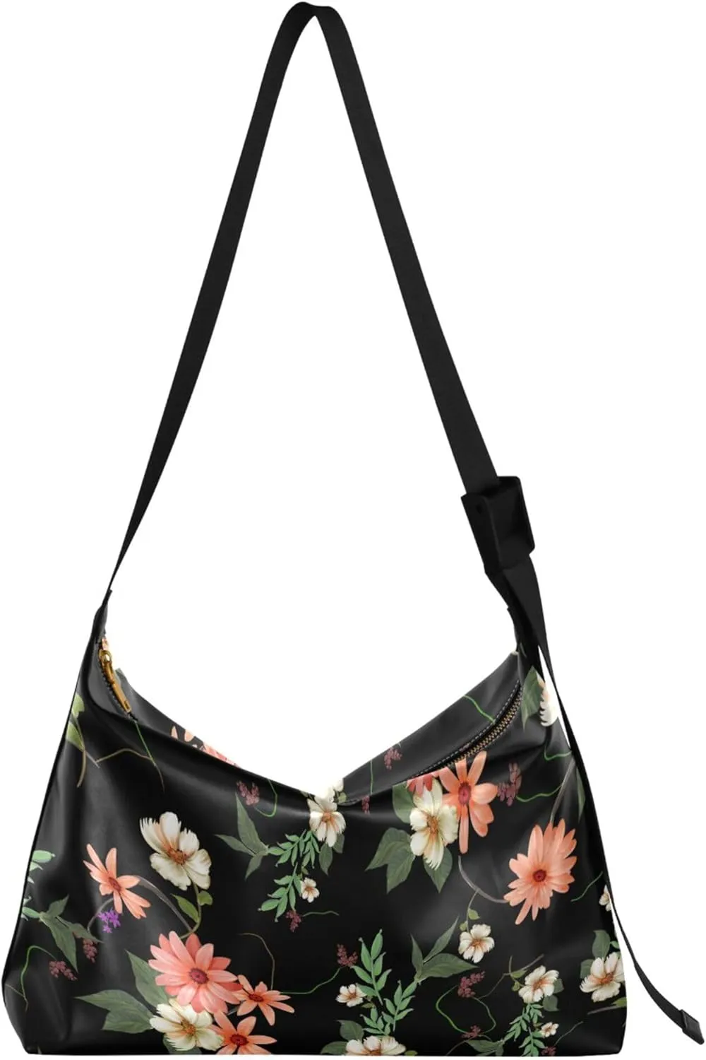 Flowers Rose Leaves Soft Leather Handbags Hobo Large Men Purses Cute Leaf Print Single Shoulder Purses