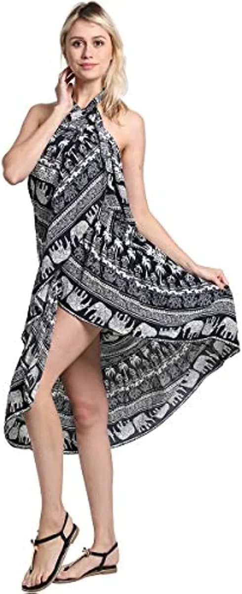 ForeMode Women Boho Print High Waist Side Wrap Bohemian Asymmetric Hem Maxi Long Skirt One Size
