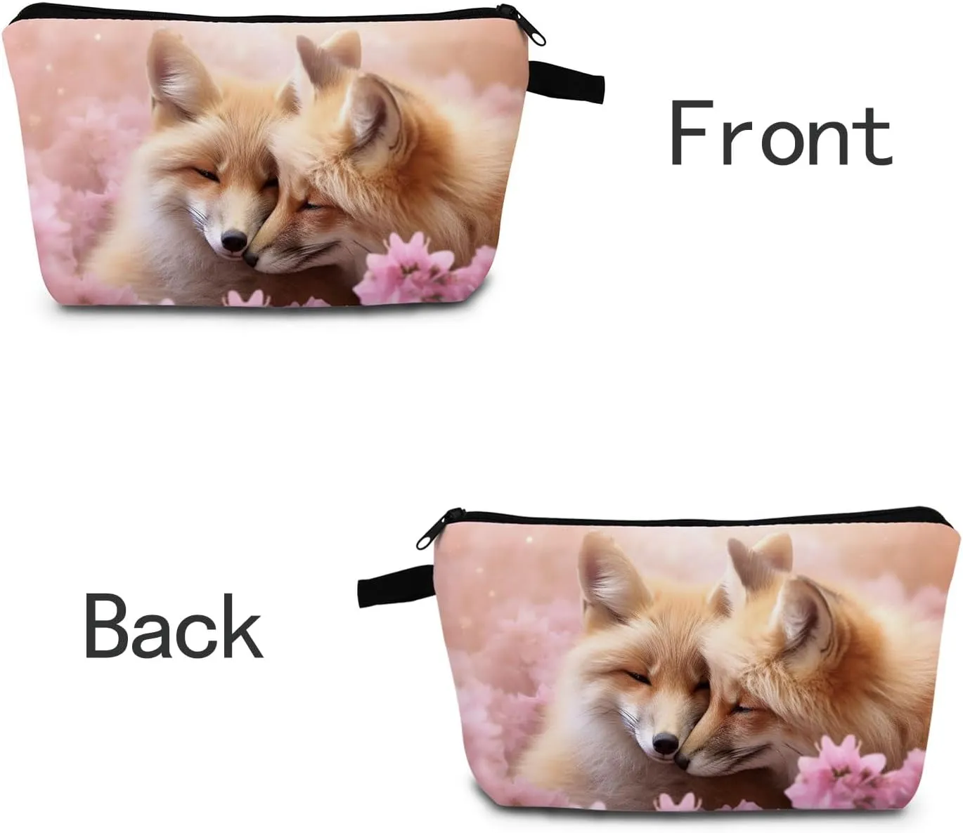 Fox Makeup Bag for Women Romantic Birthday Gifts Cosmetic Organize for Adults Fox Lovers Gifts for Women Zipper Cosmetic Bag Travel Organizer