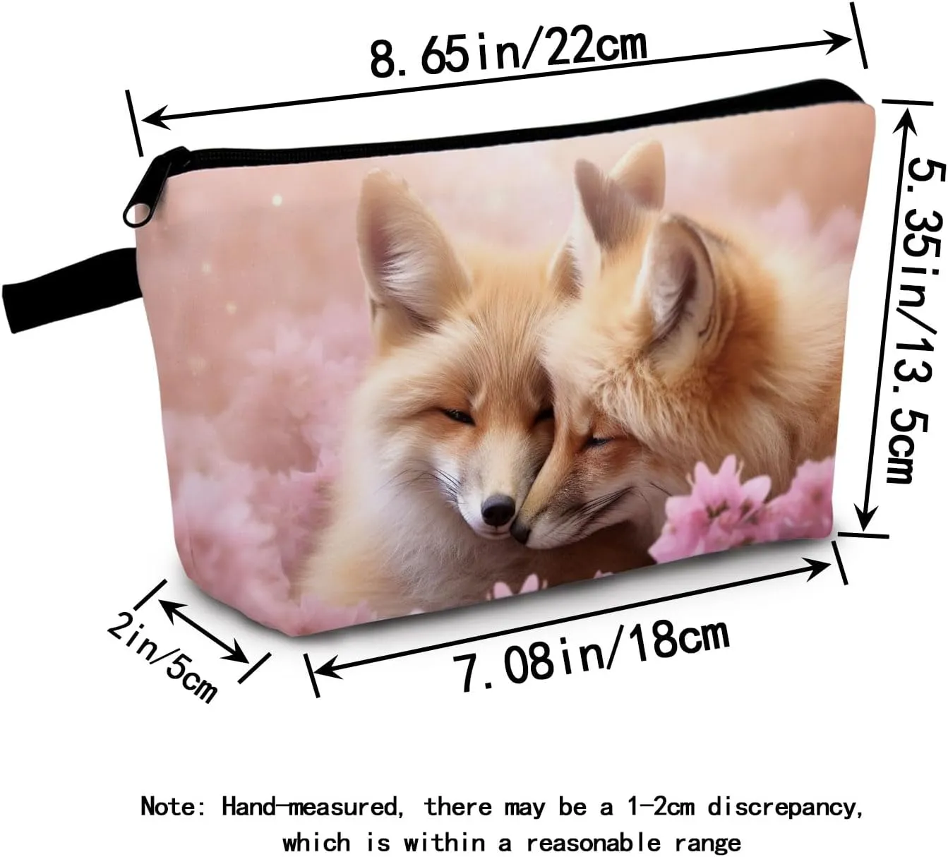 Fox Makeup Bag for Women Romantic Birthday Gifts Cosmetic Organize for Adults Fox Lovers Gifts for Women Zipper Cosmetic Bag Travel Organizer