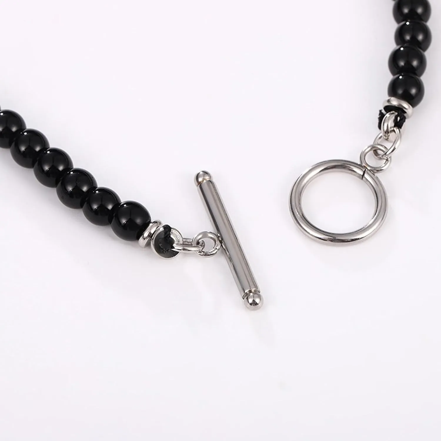 Frodete Puka Shell Necklace Men Tiger Eye Necklaces for Men Hawaiian Beaded Shungite Black Onyx Necklaces Summer Charm Necklace Beach Vacation Essentials