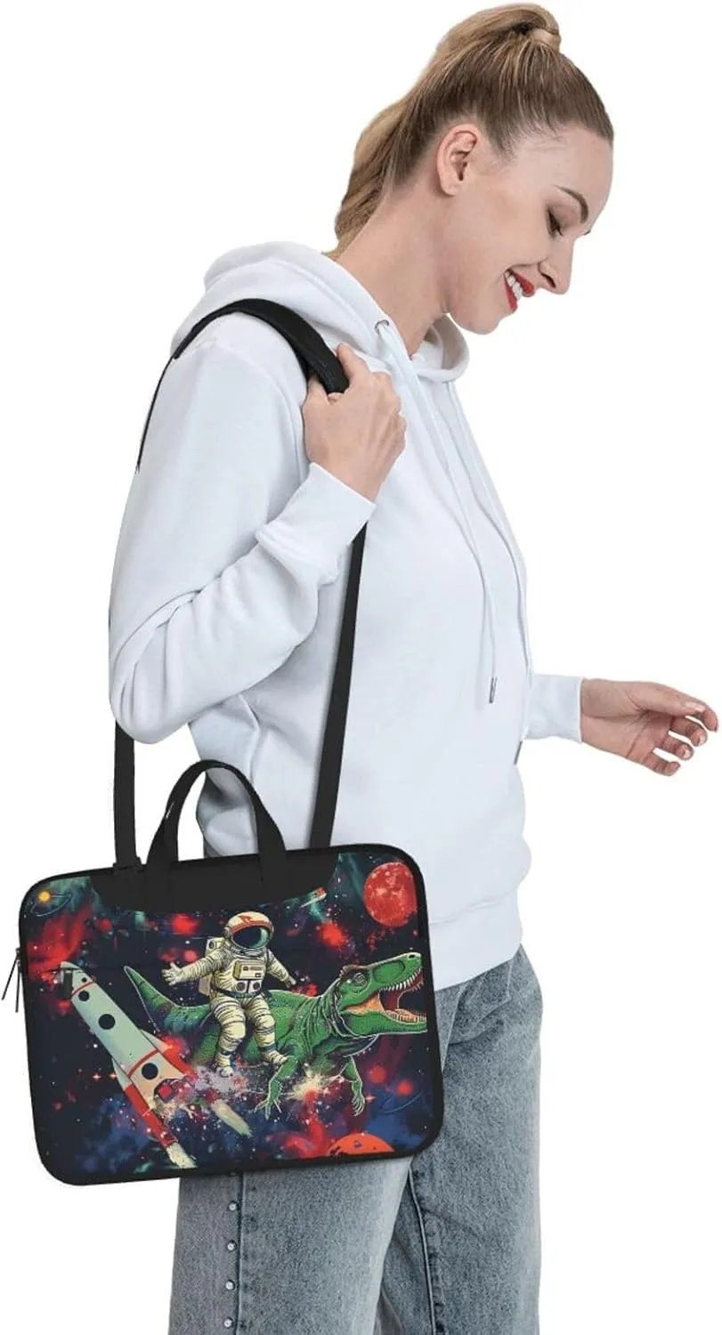 Funny Astronaut Dinosaur Rocket Print Laptop Tote Bag Travel Bag Business Computer Bag Work Bag for Men Women