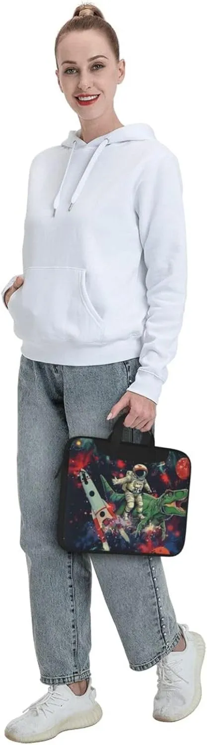 Funny Astronaut Dinosaur Rocket Print Laptop Tote Bag Travel Bag Business Computer Bag Work Bag for Men Women