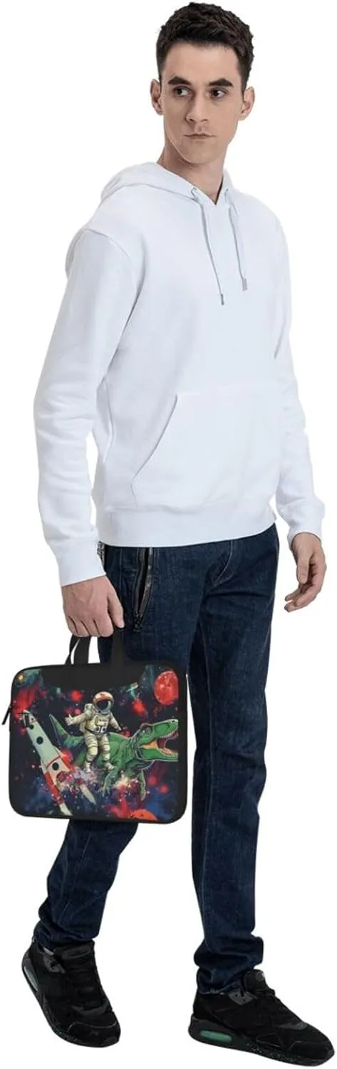 Funny Astronaut Dinosaur Rocket Print Laptop Tote Bag Travel Bag Business Computer Bag Work Bag for Men Women