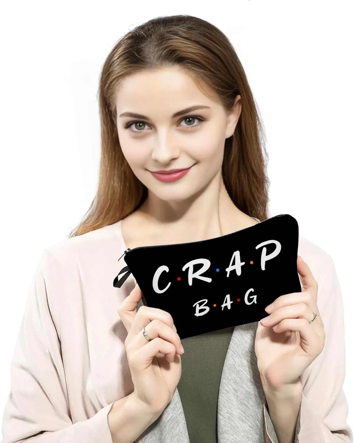 Funny Gift Friend Makeup Bag Colleague Sister Fans Best Friends BFF Pouches for Organization Black Zipper Makeup Bags for Friends Fans Gift Cosmetic Bag for Women Travel Toiletry Bag