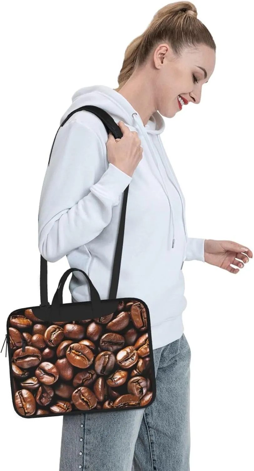 Funny Roasted Coffee Beans Printed Laptop Tote Bag Travel Bag Business Computer Bag Work Bag for Men Women