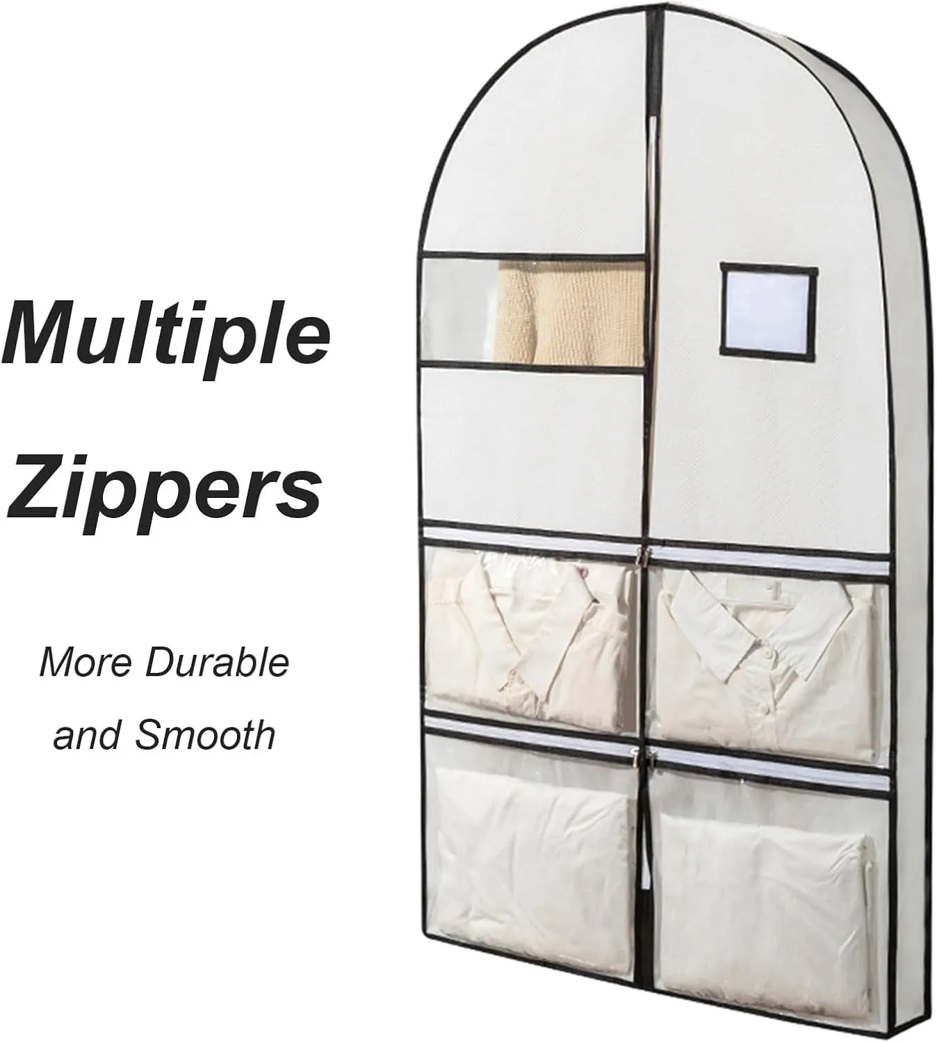 Garment Bags for Hanging Clothes Travel, Non-Woven Suit Bags for Closet Storage Thickened with Pockets and Zipper Fully Enclosed(White,60x10x100cm/24x4x39in)