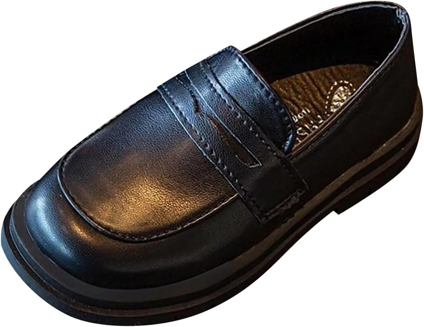 Generic Girls Platform Loafers Solid Color Slip on Leather Shoes School Unform Dress Shoes Non Slip Comfortable Shoes