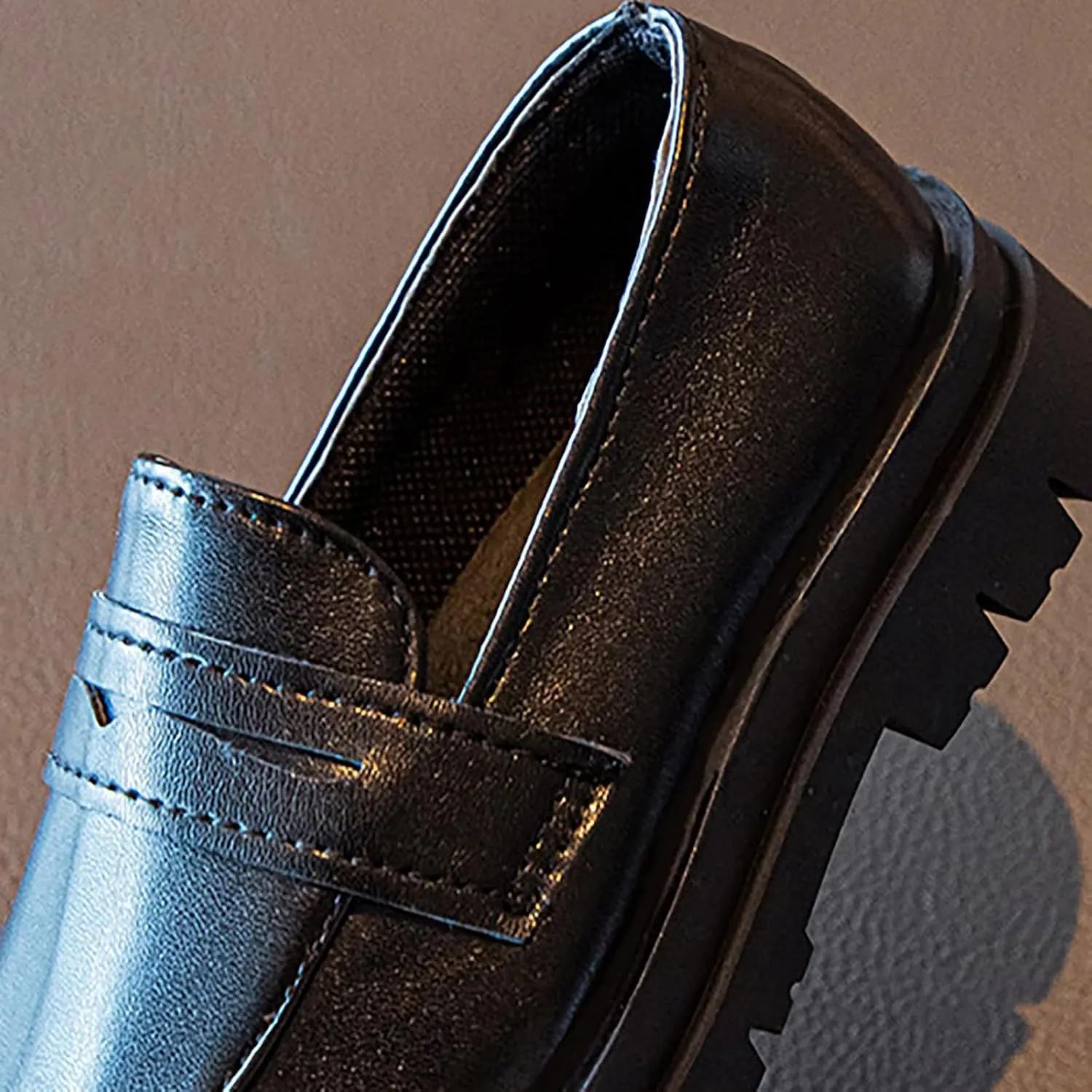 Generic Girls Platform Loafers Solid Color Slip on Leather Shoes School Unform Dress Shoes Non Slip Comfortable Shoes