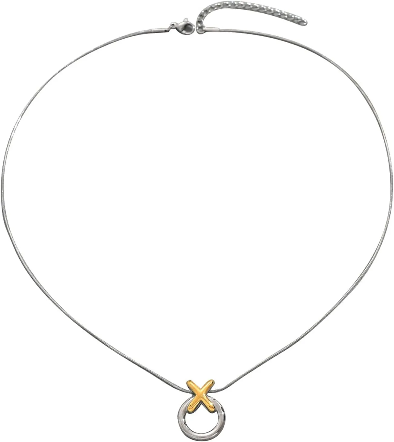 Geometric Designs Long Chain Necklace With Circles Crosses Pendant And Sturdy Snake Chain In Silver Tone for Parties