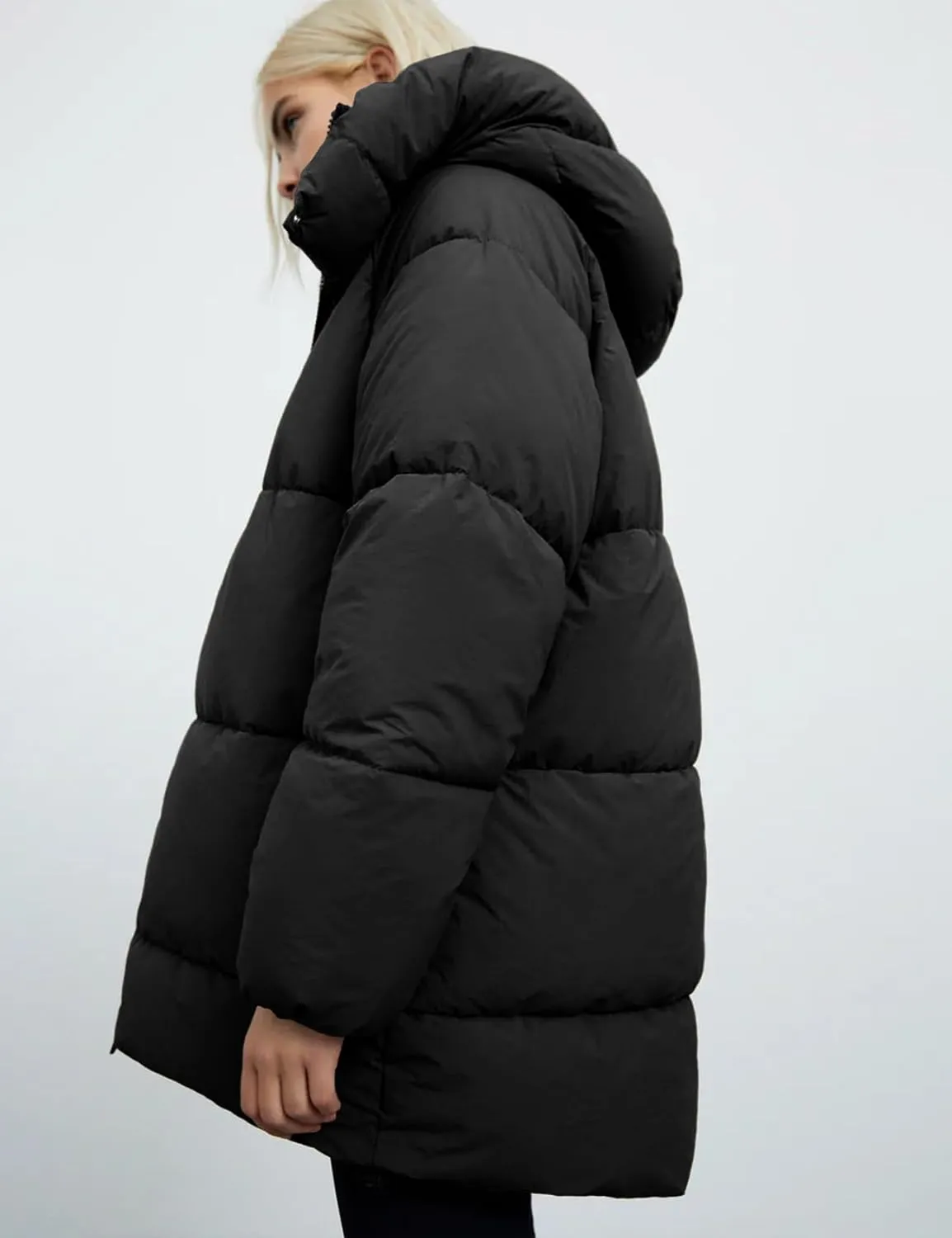 Gihuo Womens Quilted Puffer Coat Hoodie Winter Oversized Mid-Length Padded Down Jacket Warm Heavyweight Bubble Outerwear
