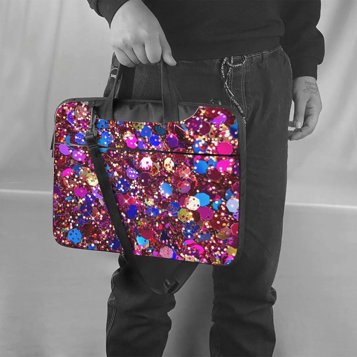 Glitter Pattern Laptop Tote Bag Travel Business Computer Bag Work Bag for Men Women
