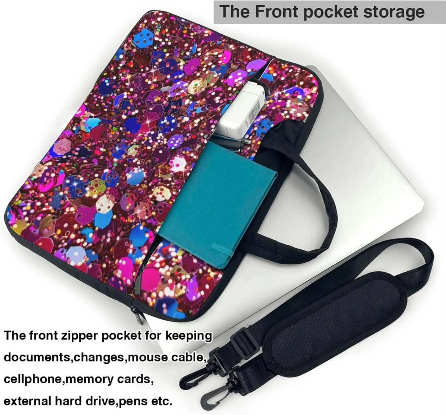 Glitter Pattern Laptop Tote Bag Travel Business Computer Bag Work Bag for Men Women
