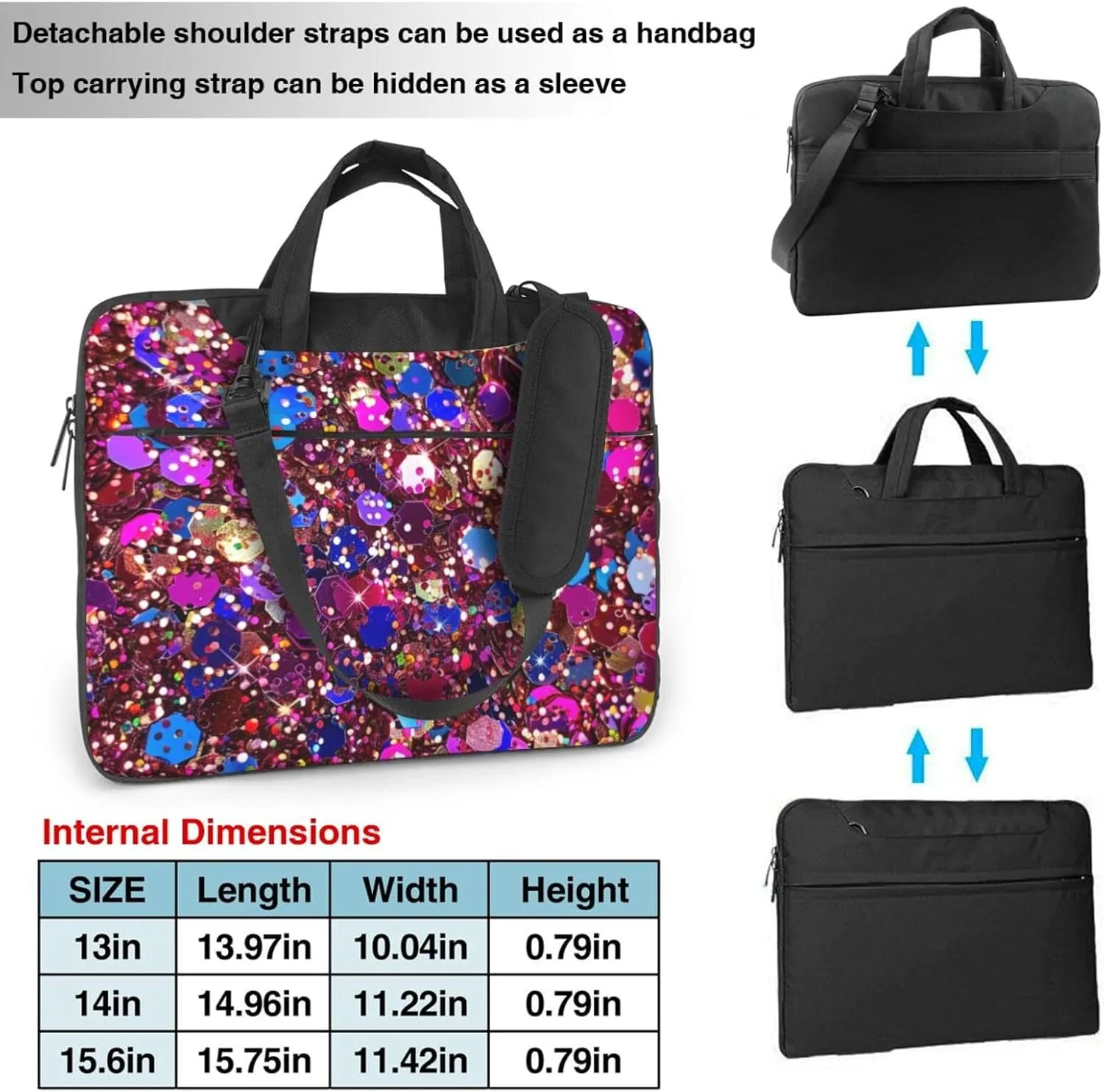 Glitter Pattern Laptop Tote Bag Travel Business Computer Bag Work Bag for Men Women
