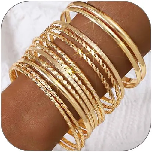 Gold Bracelet Indian Stack Jewelry Bangles for Women