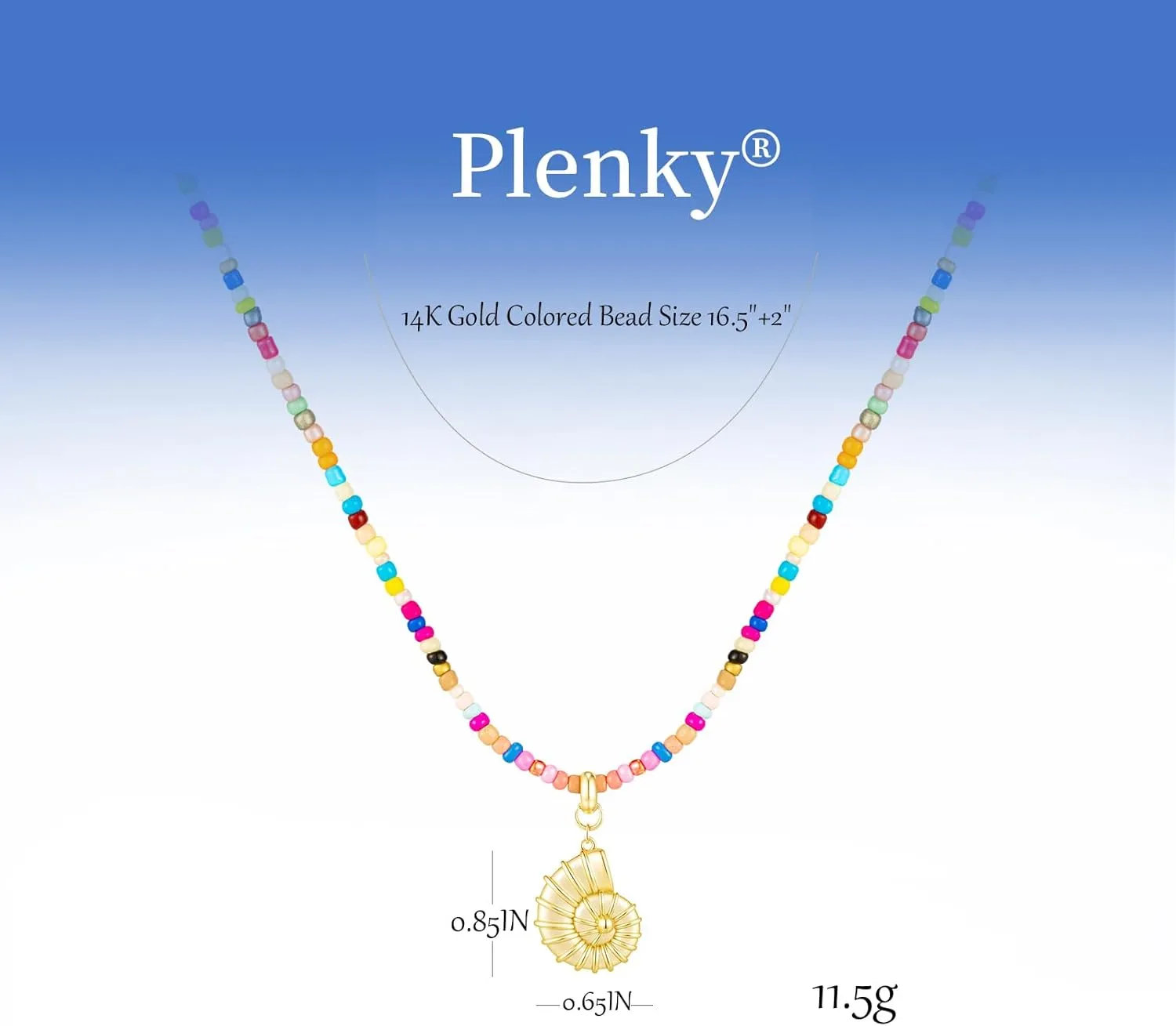 Gold Necklace for Women-Colorful Beaded Necklaces 14K Gold Plated Bohemian Choker Shell, Starfish, Palm Tree, Conch Shell Beachy Jewelry for Women Gifts