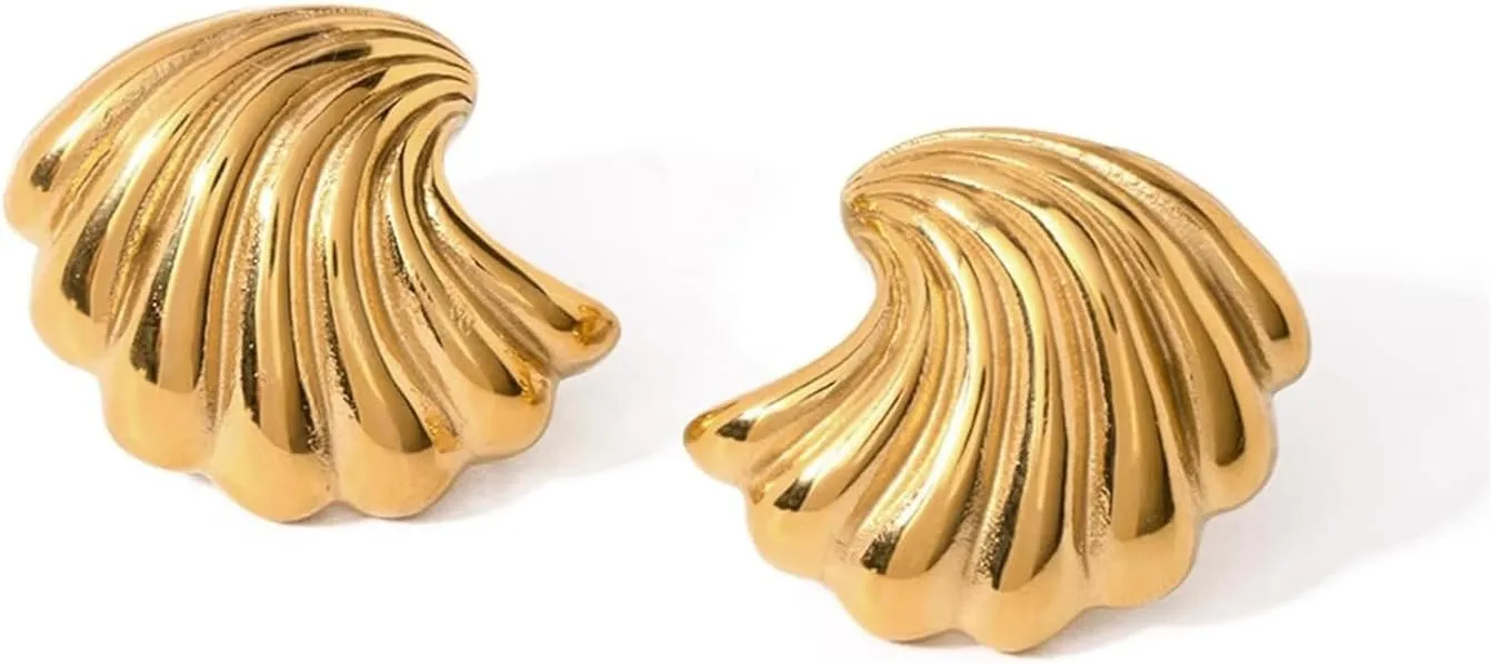 Gold Seashell Earrings for Women Dainty Shell Earrings Unique Sector Earrings Gold Statement Earrings Hypoallergenic Trendy Jewelry Gifts