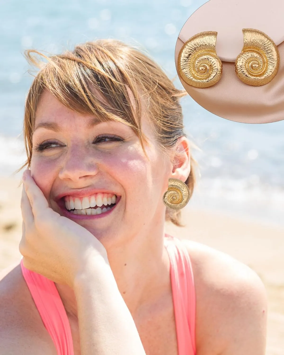 Gold Shell Necklace for Women Gold Seashell Pendant Necklaces Chunky Conch Shell Choker Summer Beach Jewelry Accessories