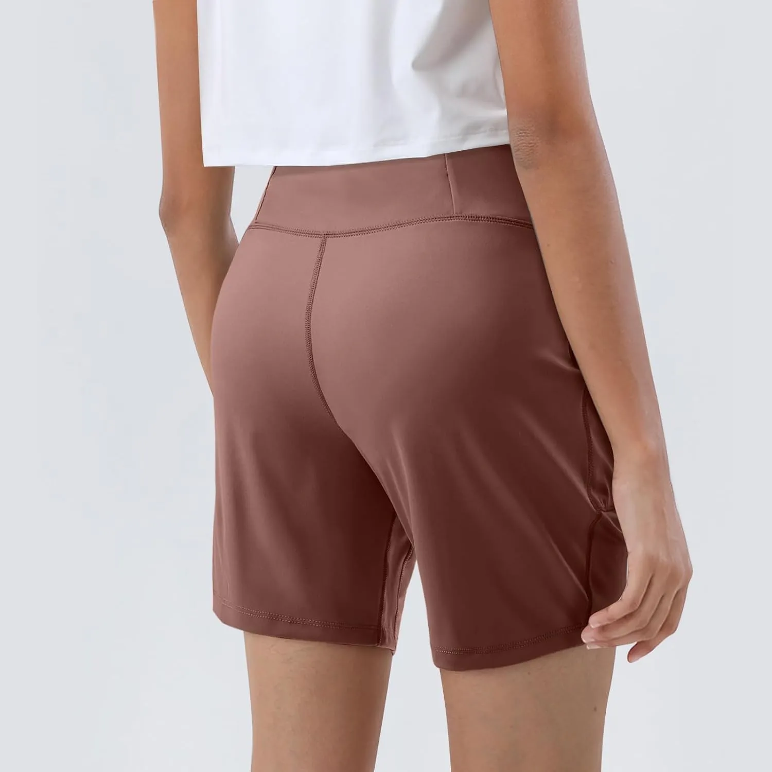 Gym Shorts Women Comfy Summer Elastic High Waisted Workout Athletic Stretchy Biker Short Yoga Pants with Pockets