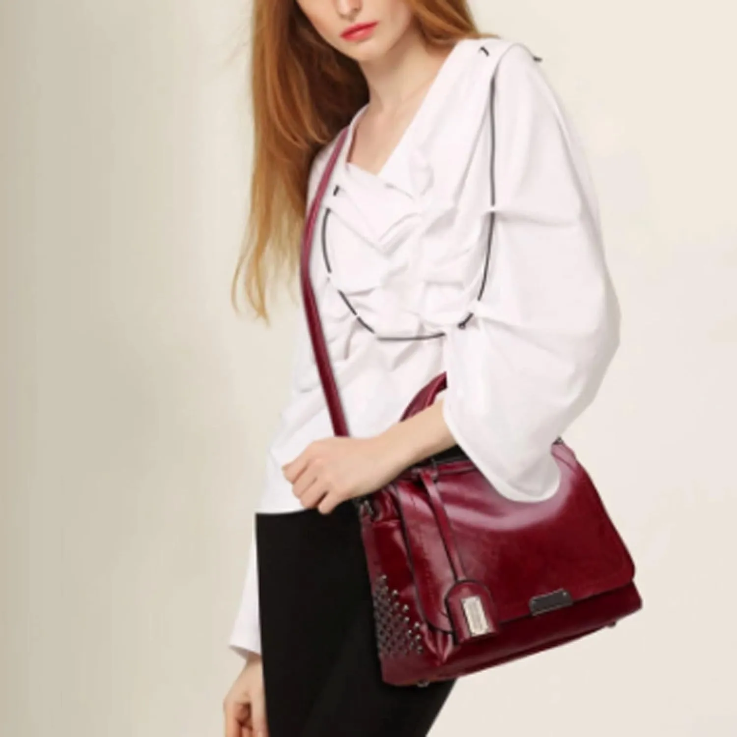 Handbags for women Crossbody Bags for Women Shouler Bag Handbags Women Bags Designer Oil Wax Leather Rivet Bag