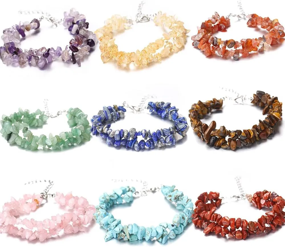 Handmade Beaded Bracelet, Suitable for Men and Women, Double layered Natural Stone Crystal Bracelet (Light Red)