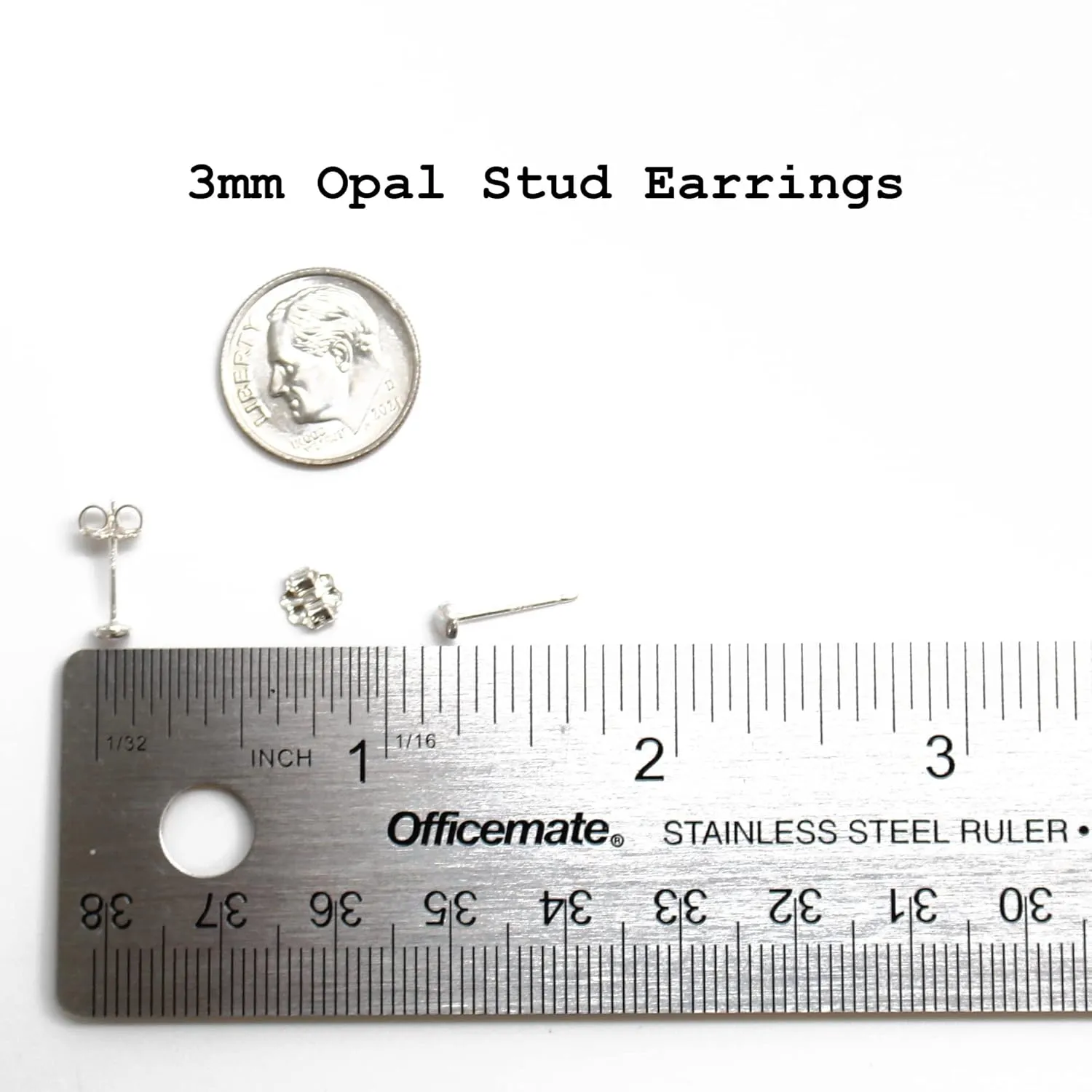 Handmade Tiny 3mm Opal Stud Earrings for Women and Girls, Handmade Round Bezel 925 Sterling Silver (created-opal)