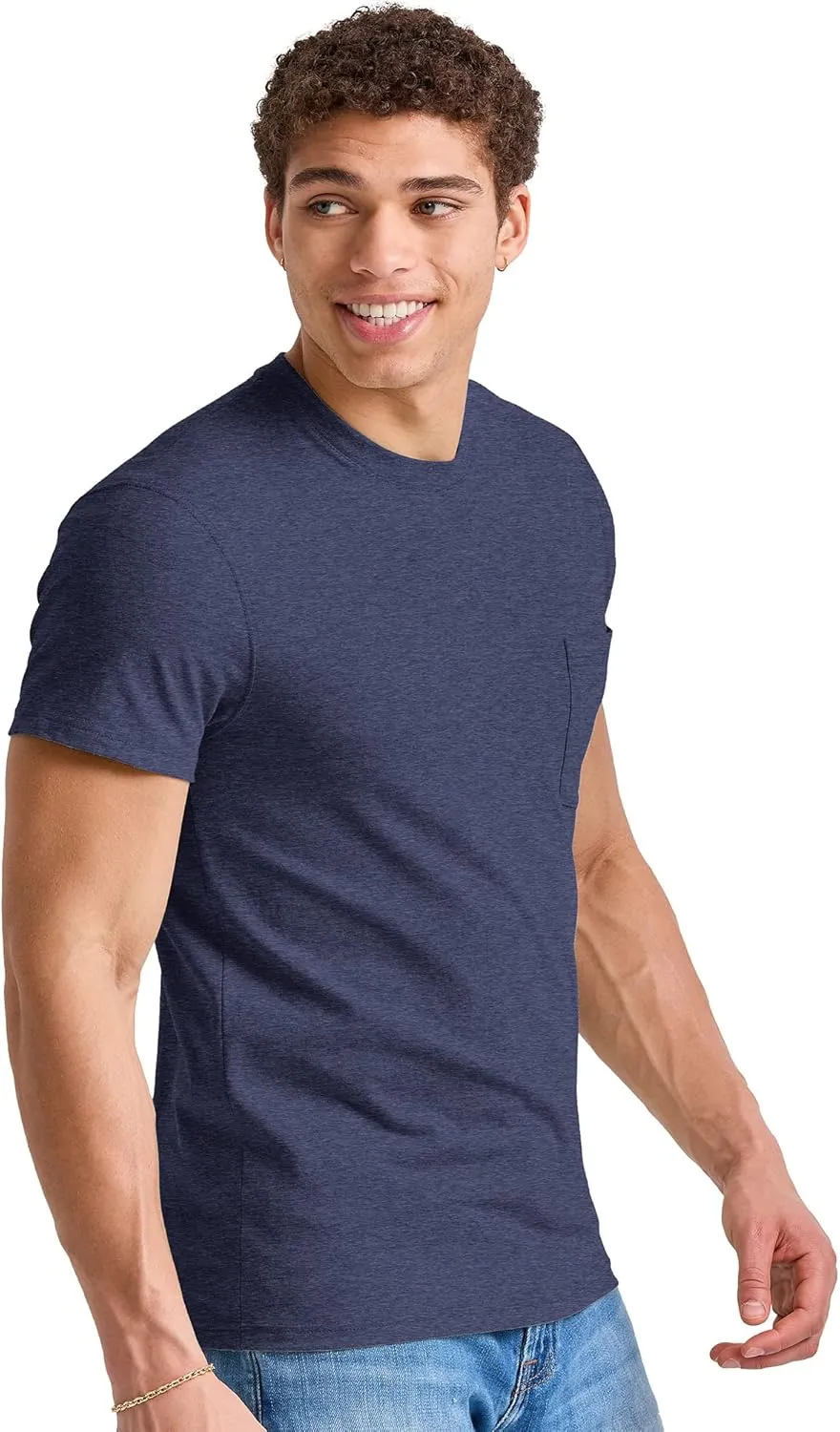 Hanes Originals Crewneck T-Shirt, 100% Cotton Pocket Tees for Men
