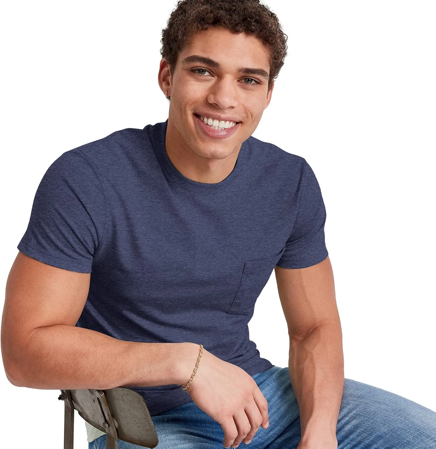 Hanes Originals Crewneck T-Shirt, 100% Cotton Pocket Tees for Men