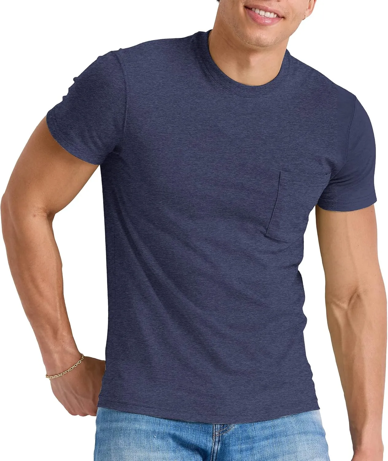 Hanes Originals Crewneck T-Shirt, 100% Cotton Pocket Tees for Men