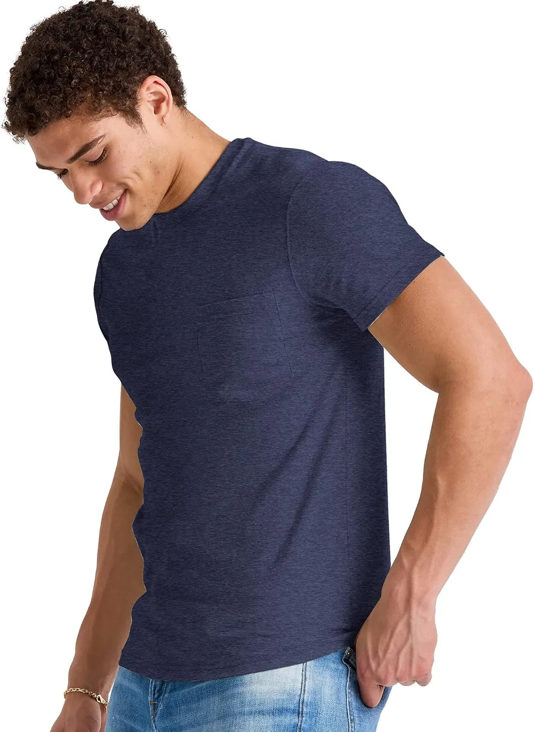Hanes Originals Crewneck T-Shirt, 100% Cotton Pocket Tees for Men