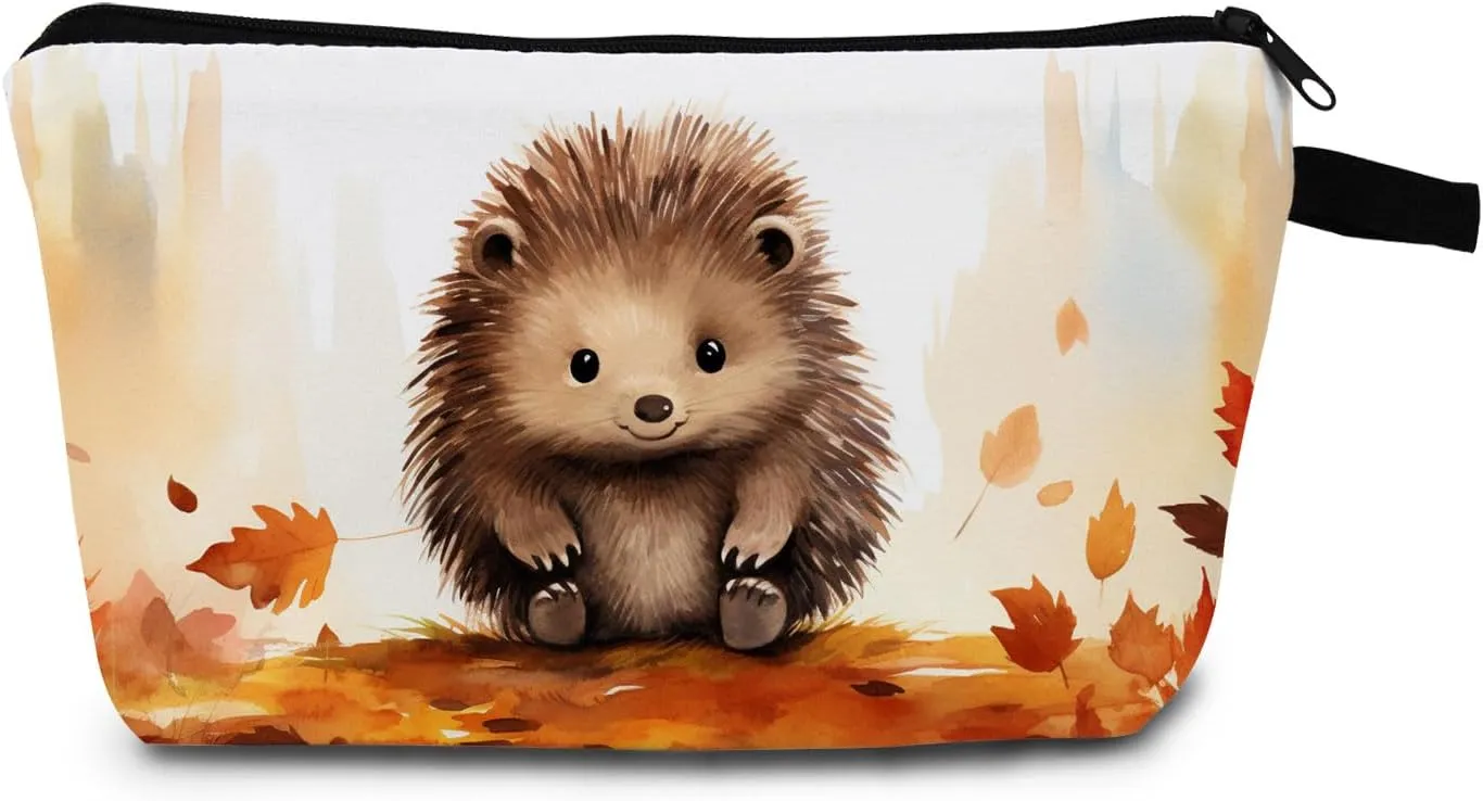 Hedgehog Makeup Bag for Women Travel Cosmetic Organizer Bag Teacher Appreciation Gifts Small Zipper Toiletry Bag