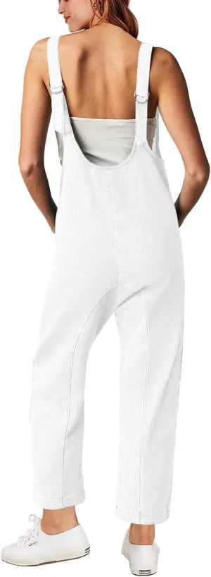 High Roller Denim Jumpsuits for Women Casual Sleeveless Loose Baggy Overalls Jeans Pants Jumpers with Pockets