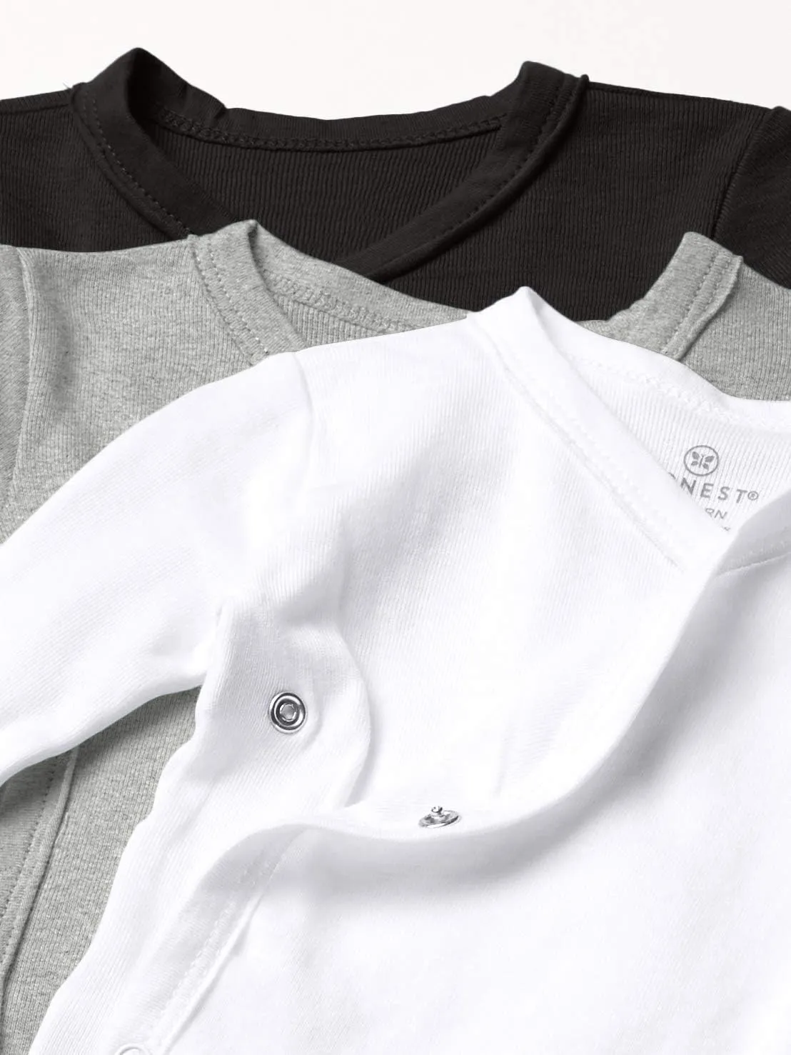 HonestBaby Baby 100% Organic Cotton Long Sleeve Side-Snap Kimono Tops (3 Pack)