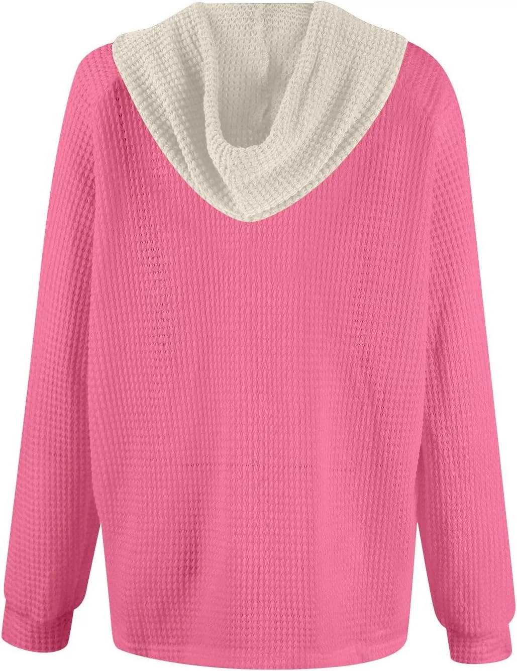 Hoodies For Women Casual Long Sleeve Shirts Oversized Drawstring Sweatshirts Button V-Neck Tunic Tops
