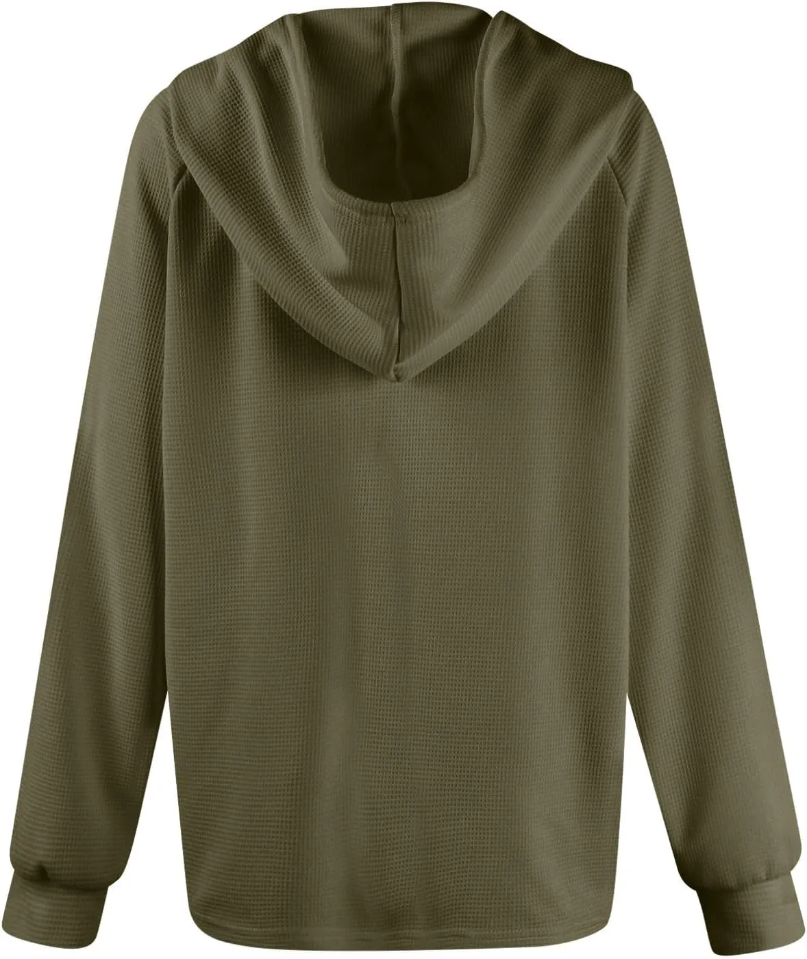 Hoodies For Women Casual Long Sleeve Shirts Oversized Drawstring Sweatshirts Button V-Neck Tunic Tops