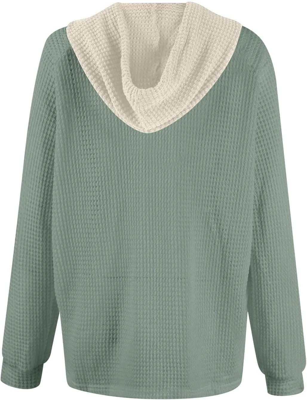 Hoodies For Women Casual Long Sleeve Shirts Oversized Drawstring Sweatshirts Button V-Neck Tunic Tops