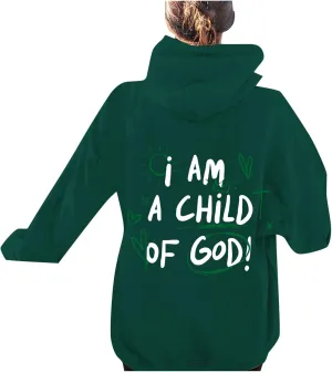 I am A Child of God Hoodies for Womens Graphic Letter Print Pullover Oversized Long Sleeve Sweatshirts Casual Loose Tops