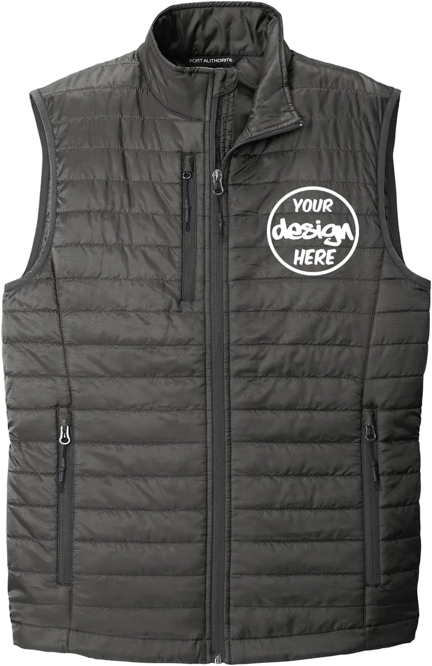 INK STITCH Men J851 Custom Personalized Embroidery Logo Texts Puffer Packable Winter Vests
